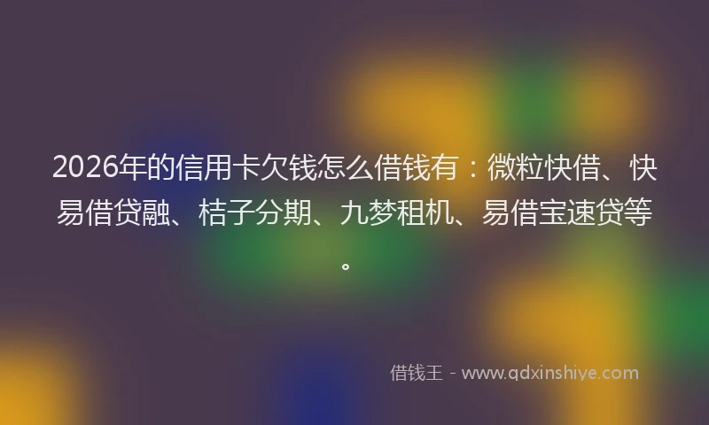 2026年的信用卡欠钱怎么借钱有：微粒快借、快易借贷融、桔子分期、九梦租机、易借宝速贷等。
