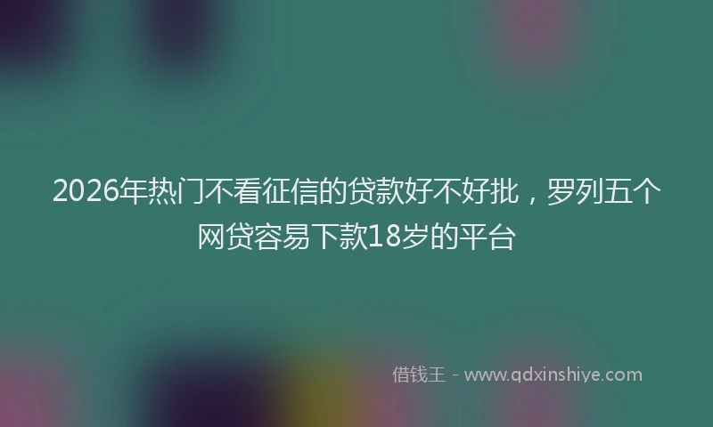 2026年热门不看征信的贷款好不好批，罗列五个网贷容易下款18岁的平台