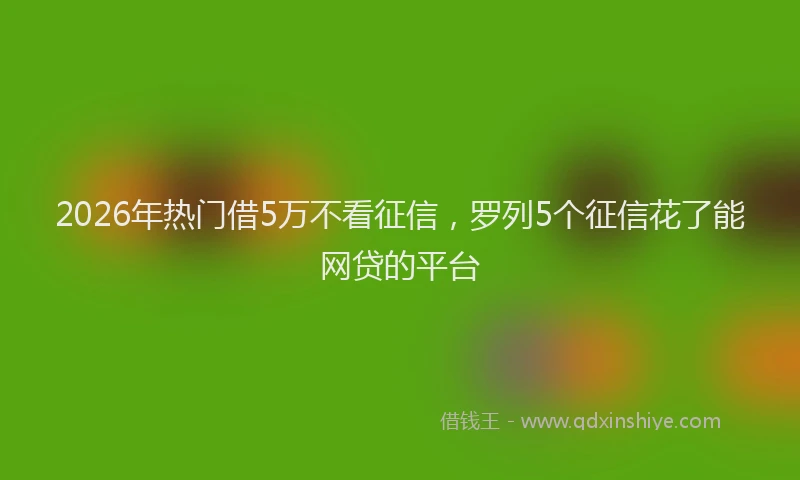 2026年热门借5万不看征信，罗列5个征信花了能网贷的平台