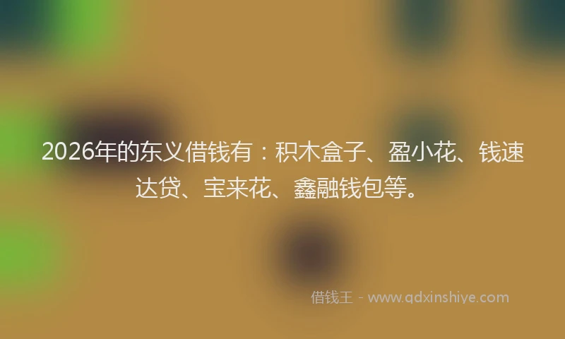 2026年的东义借钱有：积木盒子、盈小花、钱速达贷、宝来花、鑫融钱包等。