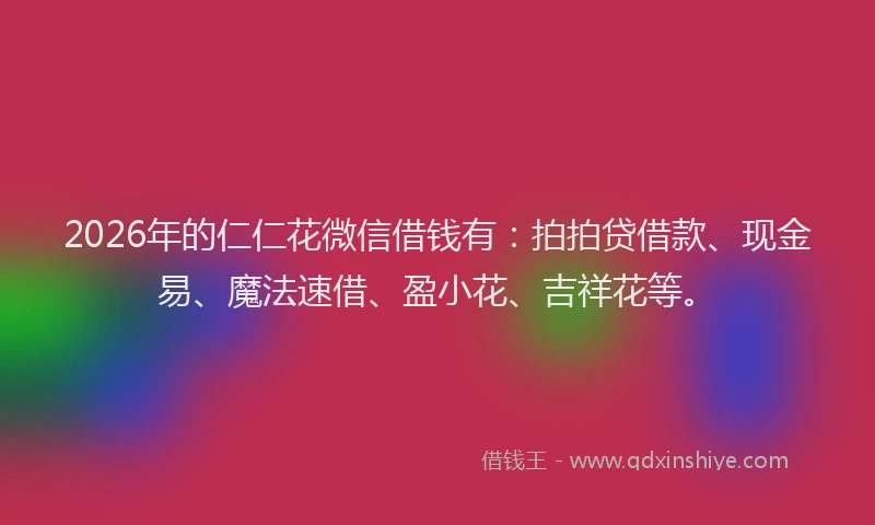 2026年的仁仁花微信借钱有：拍拍贷借款、现金易、魔法速借、盈小花、吉祥花等。