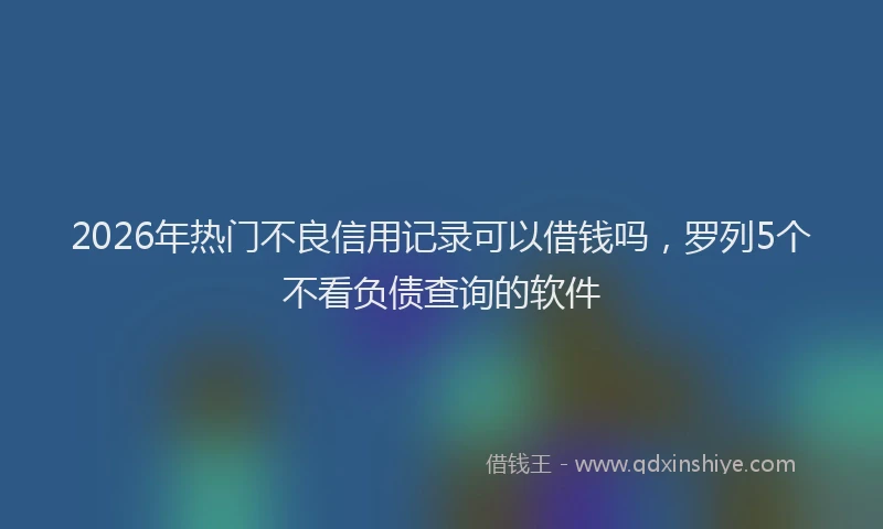 2026年热门不良信用记录可以借钱吗，罗列5个不看负债查询的软件