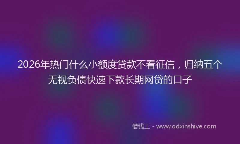 2026年热门什么小额度贷款不看征信，归纳五个无视负债快速下款长期网贷的口子