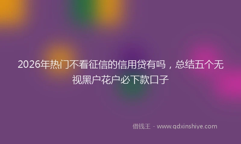 2026年热门不看征信的信用贷有吗，总结五个无视黑户花户必下款口子