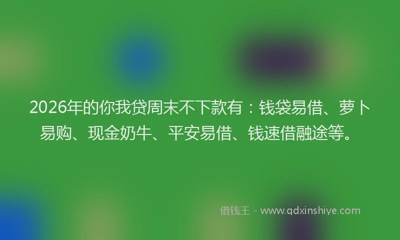 2026年的你我贷周末不下款有：钱袋易借、萝卜易购、现金奶牛、平安易借、钱速借融途等。