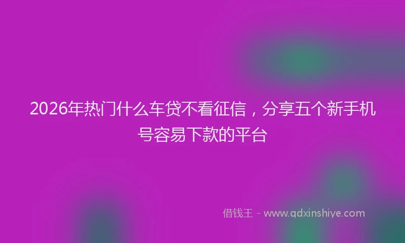 2026年热门什么车贷不看征信，分享五个新手机号容易下款的平台