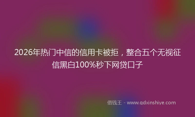 2026年热门中信的信用卡被拒，整合五个无视征信黑白100%秒下网贷口子