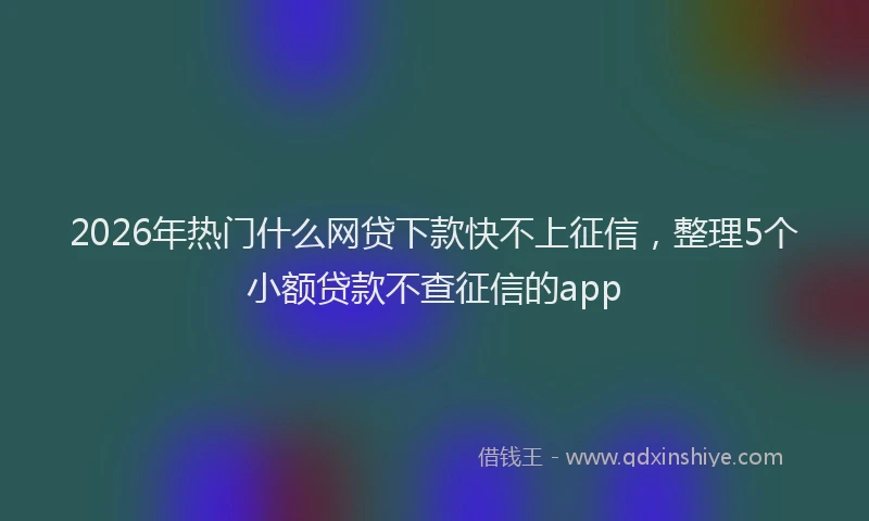 2026年热门什么网贷下款快不上征信，整理5个小额贷款不查征信的app