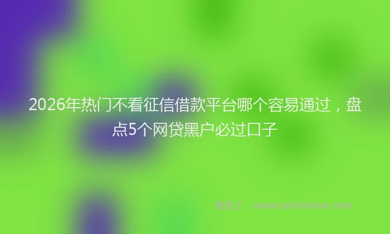 2026年热门不看征信借款平台哪个容易通过，盘点5个网贷黑户必过口子