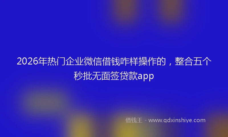 2026年热门企业微信借钱咋样操作的，整合五个秒批无面签贷款app