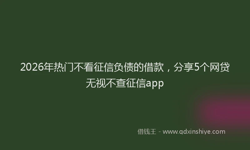 2026年热门不看征信负债的借款，分享5个网贷无视不查征信app
