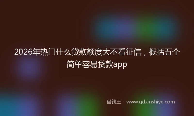 2026年热门什么贷款额度大不看征信，概括五个简单容易贷款app