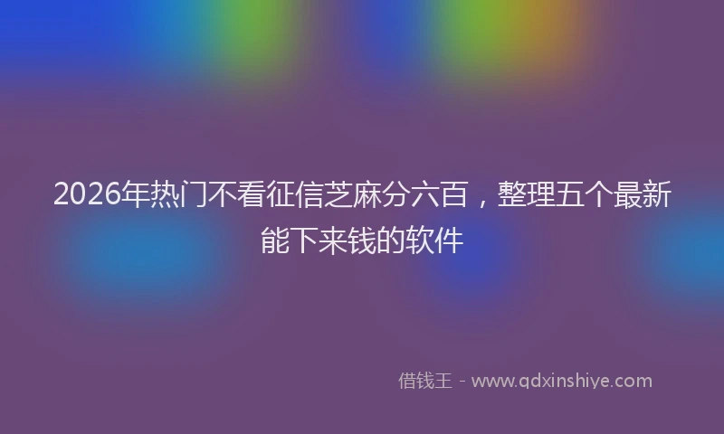 2026年热门不看征信芝麻分六百，整理五个最新能下来钱的软件