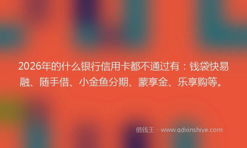 2026年的什么银行信用卡都不通过有：钱袋快易融、随手借、小金鱼分期、蒙享金、乐享购等。