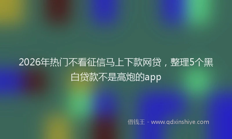 2026年热门不看征信马上下款网贷，整理5个黑白贷款不是高炮的app