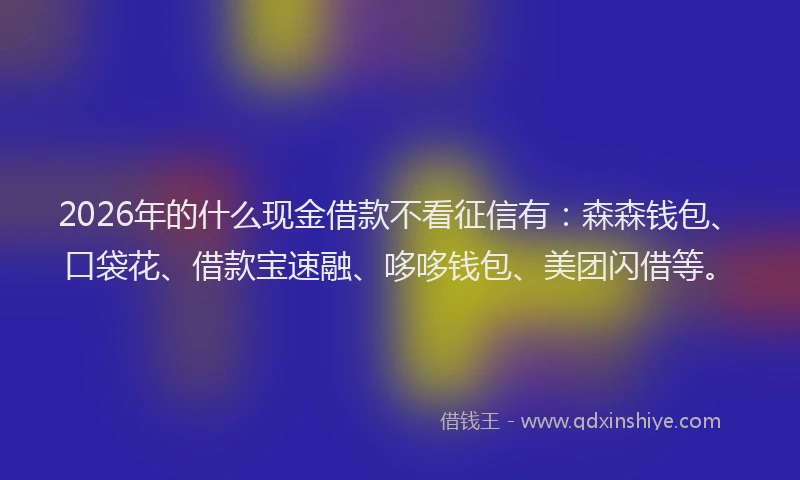 2026年的什么现金借款不看征信有：森森钱包、口袋花、借款宝速融、哆哆钱包、美团闪借等。