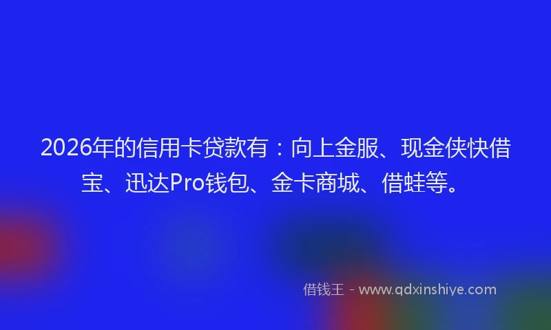 2026年的信用卡贷款有：向上金服、现金侠快借宝、迅达Pro钱包、金卡商城、借蛙等。