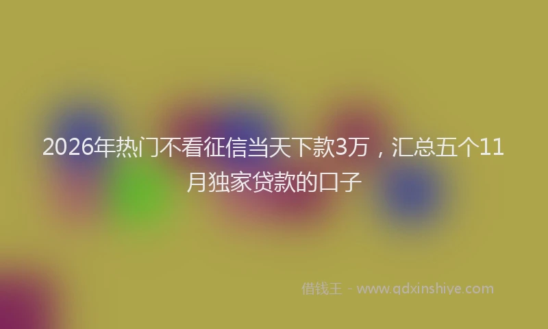 2026年热门不看征信当天下款3万，汇总五个11月独家贷款的口子