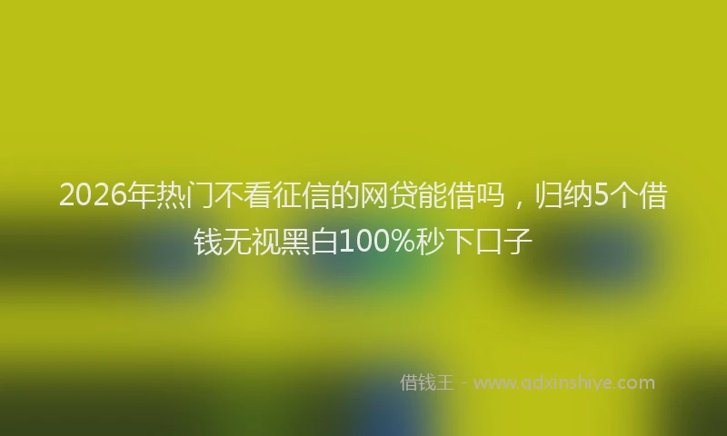 2026年热门不看征信的网贷能借吗，归纳5个借钱无视黑白100%秒下口子