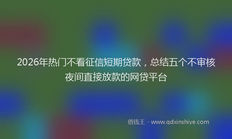 2026年热门不看征信短期贷款，总结五个不审核夜间直接放款的网贷平台