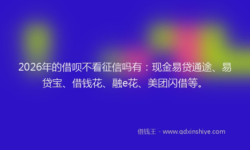 2026年的借呗不看征信吗有：现金易贷通途、易贷宝、借钱花、融e花、美团闪借等。