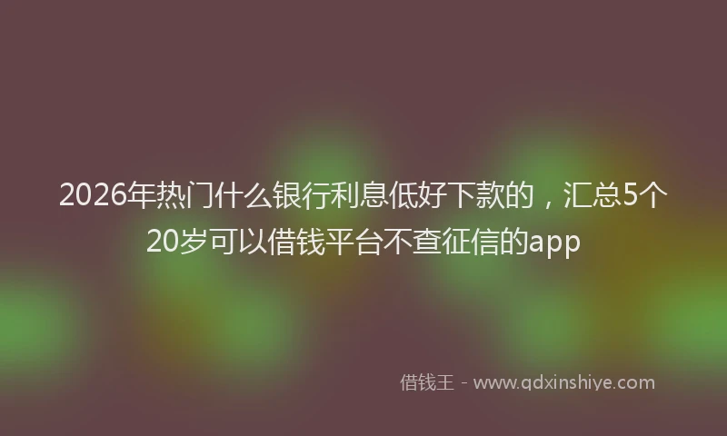 2026年热门什么银行利息低好下款的，汇总5个20岁可以借钱平台不查征信的app