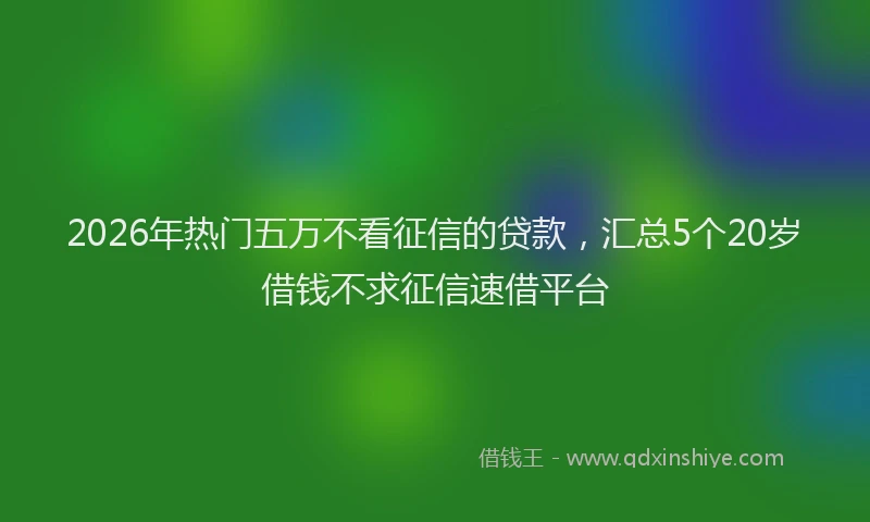 2026年热门五万不看征信的贷款，汇总5个20岁借钱不求征信速借平台