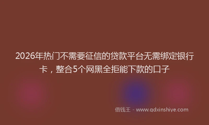 2026年热门不需要征信的贷款平台无需绑定银行卡，整合5个网黑全拒能下款的口子