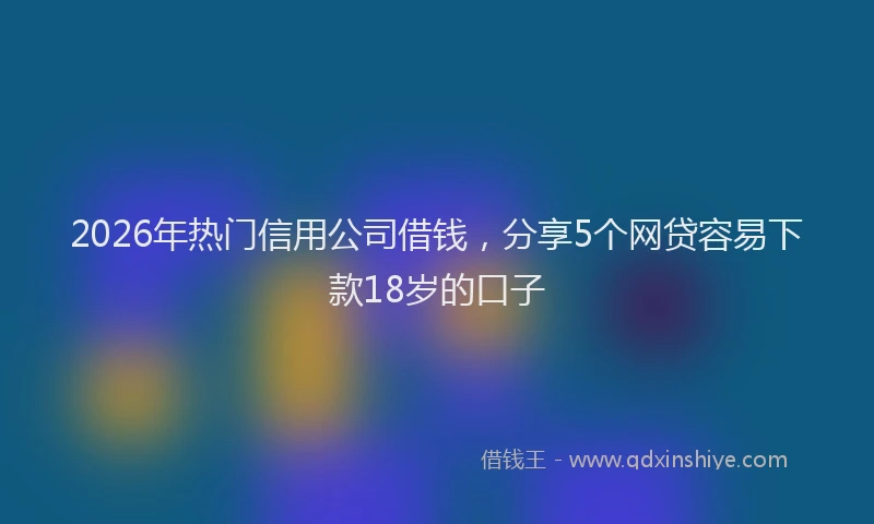 2026年热门信用公司借钱，分享5个网贷容易下款18岁的口子