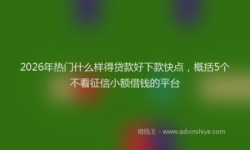 2026年热门什么样得贷款好下款快点，概括5个不看征信小额借钱的平台