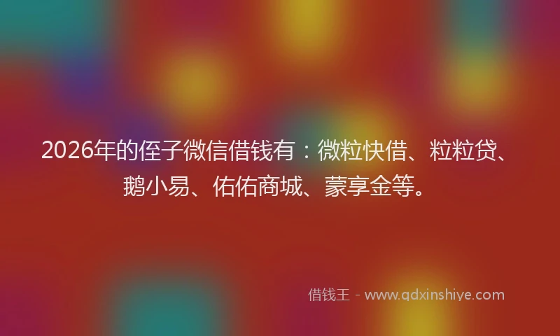 2026年的侄子微信借钱有：微粒快借、粒粒贷、鹅小易、佑佑商城、蒙享金等。