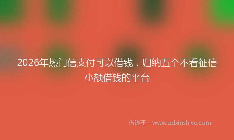 2026年热门信支付可以借钱，归纳五个不看征信小额借钱的平台