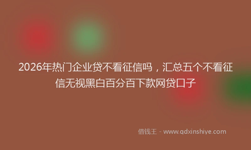 2026年热门企业贷不看征信吗，汇总五个不看征信无视黑白百分百下款网贷口子