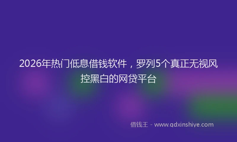 2026年热门低息借钱软件，罗列5个真正无视风控黑白的网贷平台
