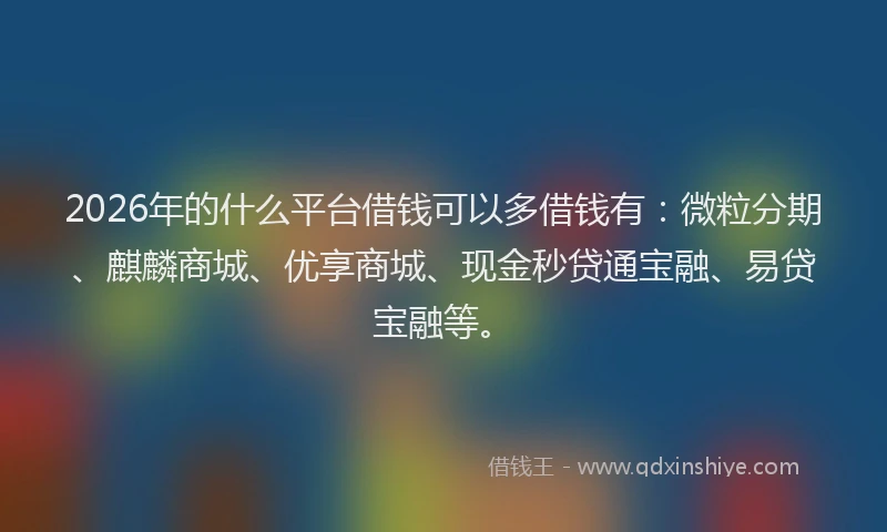 2026年的什么平台借钱可以多借钱有：微粒分期、麒麟商城、优享商城、现金秒贷通宝融、易贷宝融等。