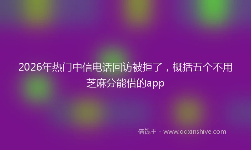 2026年热门中信电话回访被拒了，概括五个不用芝麻分能借的app
