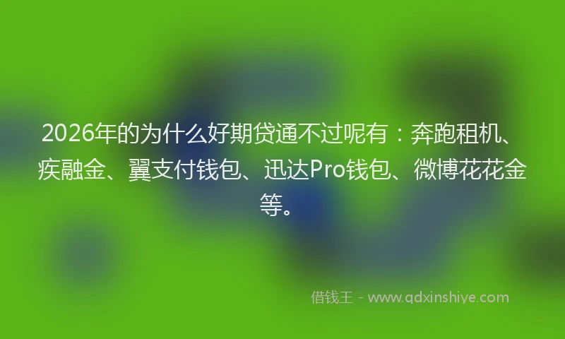 2026年的为什么好期贷通不过呢有：奔跑租机、疾融金、翼支付钱包、迅达Pro钱包、微博花花金等。