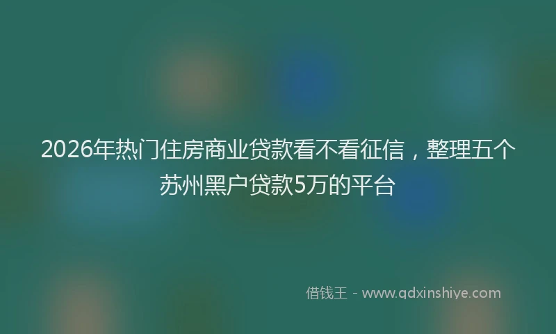 2026年热门住房商业贷款看不看征信，整理五个苏州黑户贷款5万的平台