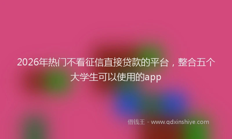 2026年热门不看征信直接贷款的平台，整合五个大学生可以使用的app