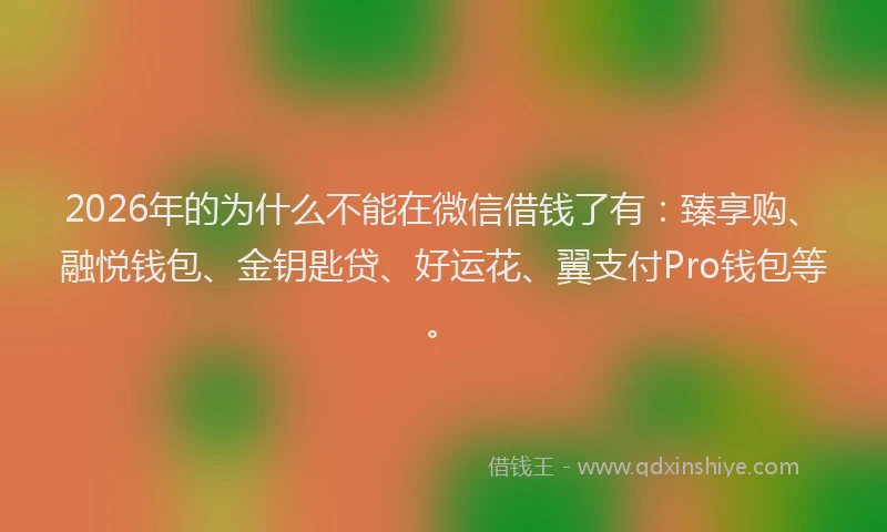 2026年的为什么不能在微信借钱了有：臻享购、融悦钱包、金钥匙贷、好运花、翼支付Pro钱包等。