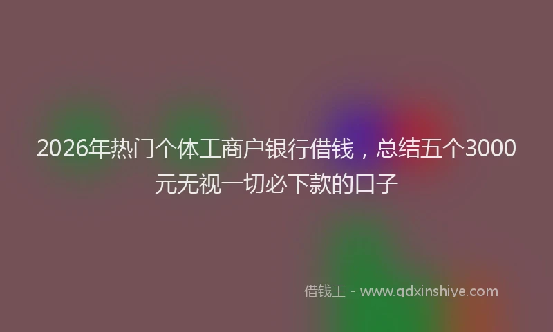 2026年热门个体工商户银行借钱，总结五个3000元无视一切必下款的口子