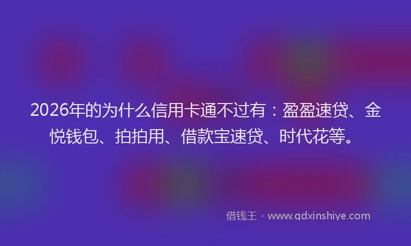2026年的为什么信用卡通不过有：盈盈速贷、金悦钱包、拍拍用、借款宝速贷、时代花等。