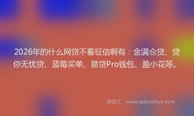 2026年的什么网贷不看征信啊有：金满仓贷、贷你无忧贷、蓝莓买单、易贷Pro钱包、盈小花等。