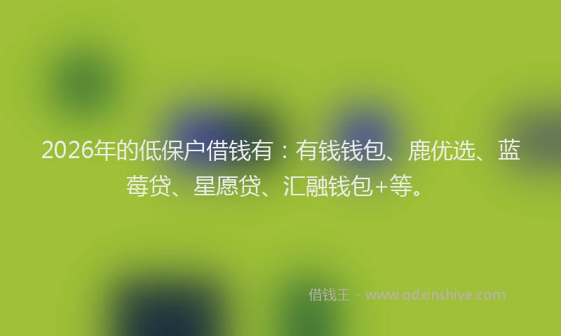 2026年的低保户借钱有：有钱钱包、鹿优选、蓝莓贷、星愿贷、汇融钱包+等。