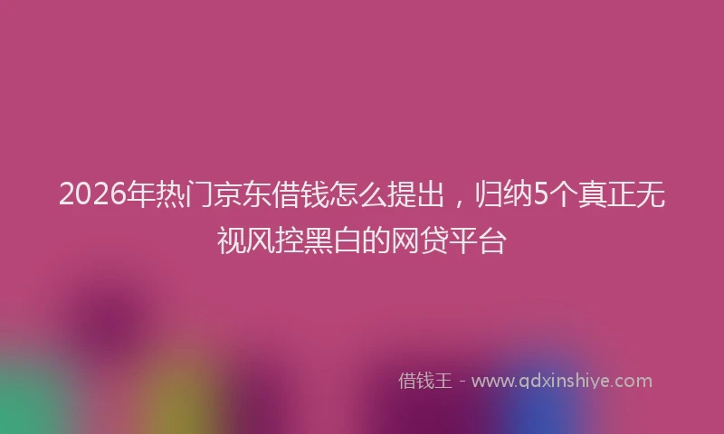 2026年热门京东借钱怎么提出，归纳5个真正无视风控黑白的网贷平台