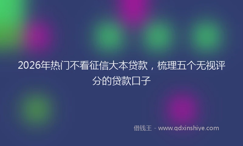 2026年热门不看征信大本贷款，梳理五个无视评分的贷款口子