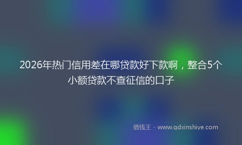 2026年热门信用差在哪贷款好下款啊，整合5个小额贷款不查征信的口子