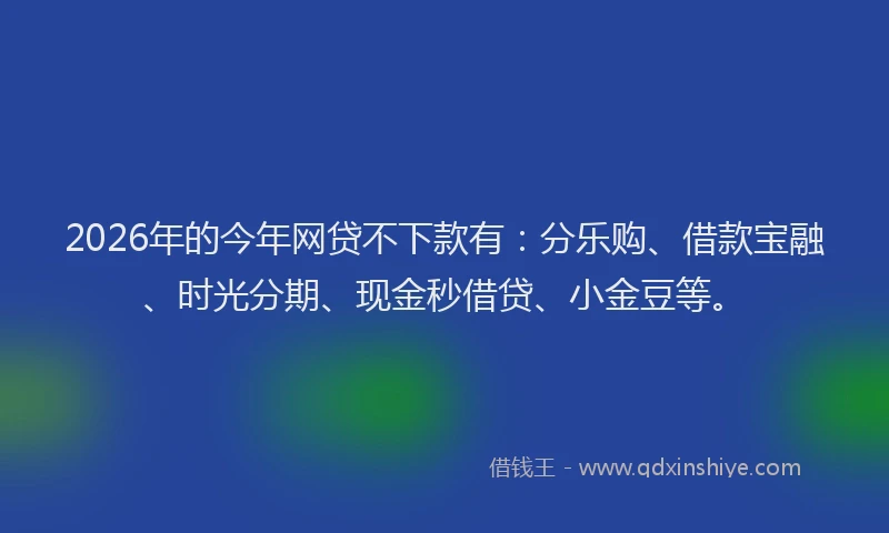 2026年的今年网贷不下款有：分乐购、借款宝融、时光分期、现金秒借贷、小金豆等。