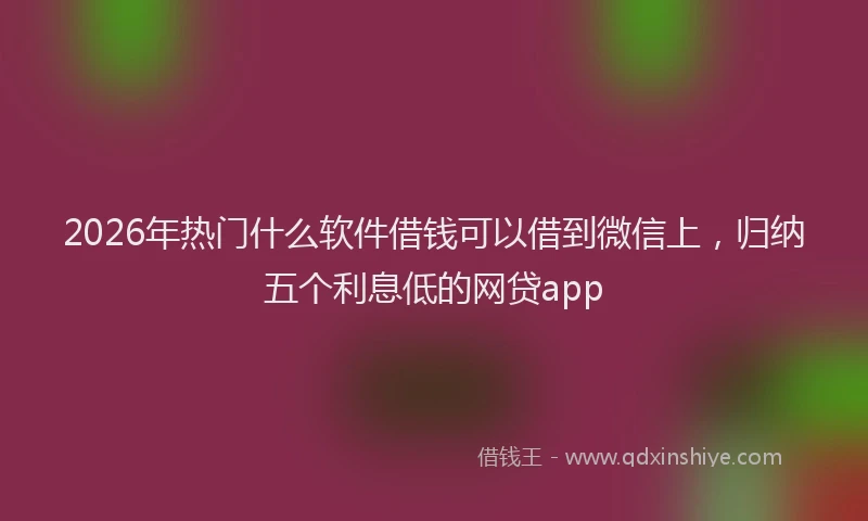 2026年热门什么软件借钱可以借到微信上，归纳五个利息低的网贷app