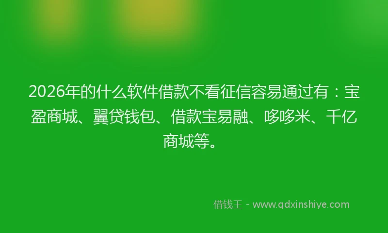 2026年的什么软件借款不看征信容易通过有：宝盈商城、翼贷钱包、借款宝易融、哆哆米、千亿商城等。